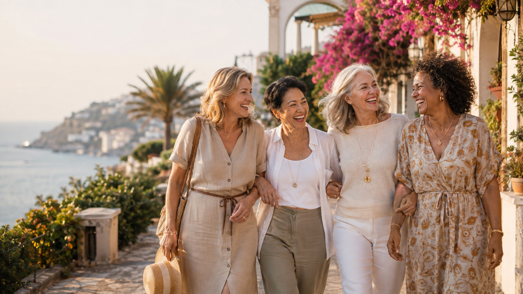 Women enjoying a small group travel experience together