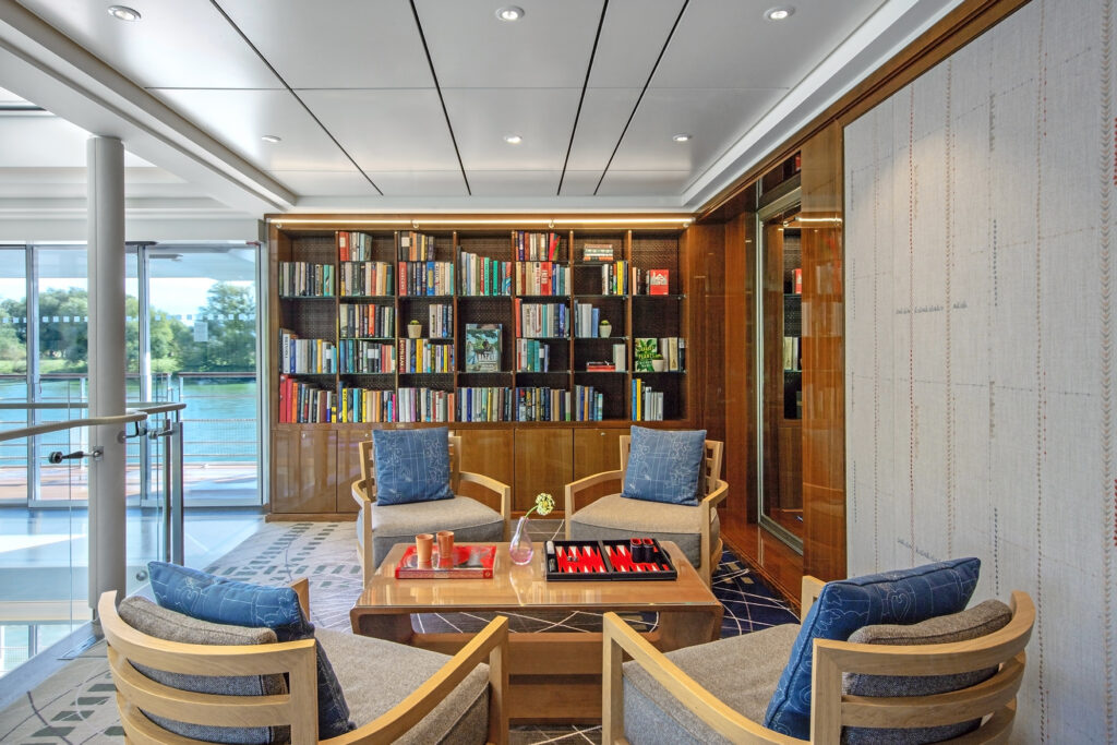 The Library on-board the Viking Longship Hild.